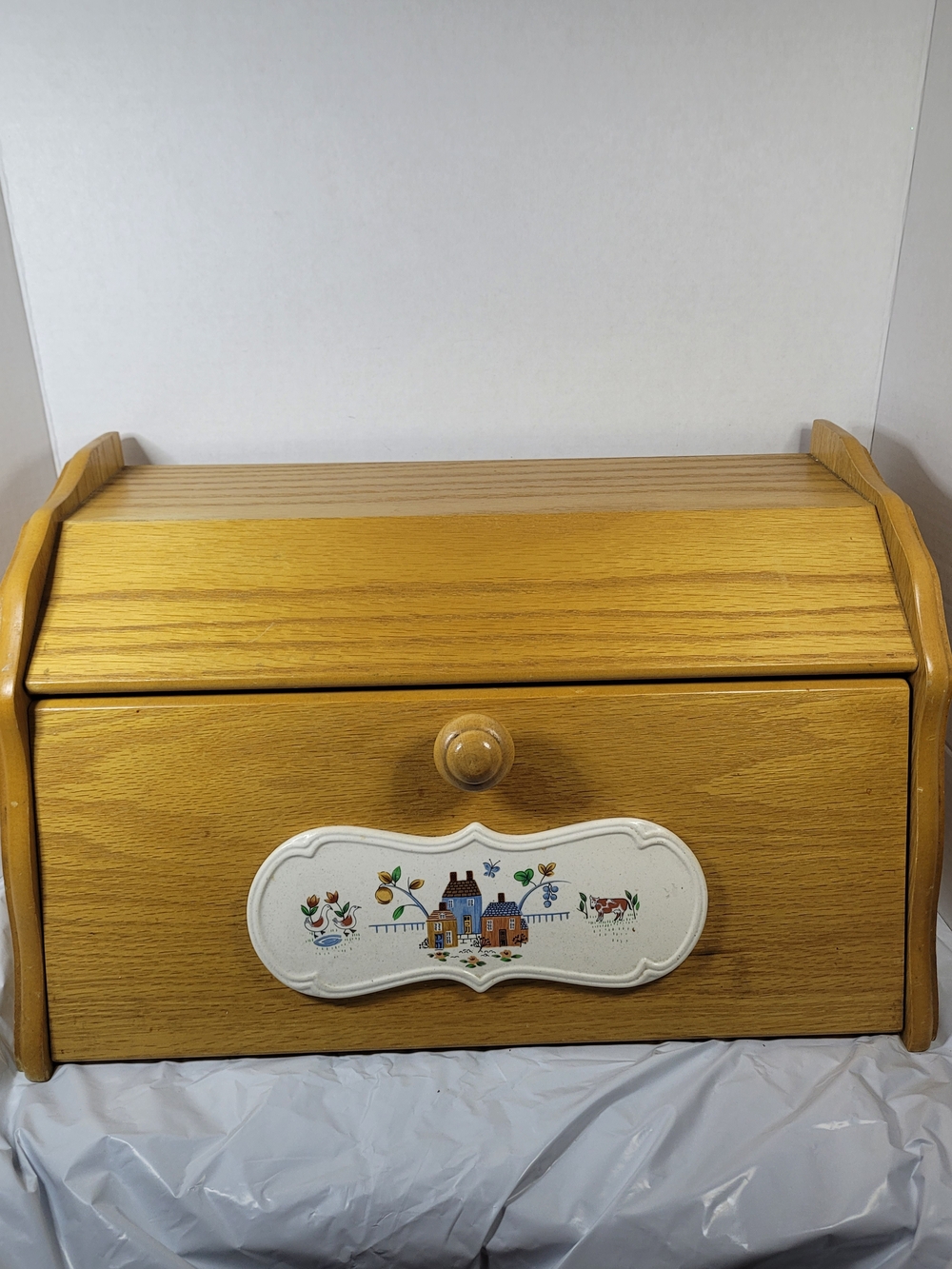 Vintage International Heartland Wooden Bread Box Folk Art RARE HTF